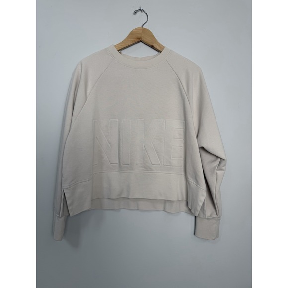 Nike Cotton Terrycloth Lined Logo Embossed Crew Neck Pullover Sweatshirt Large - Picture 1 of 8